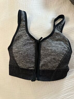 Target Black & Gray Front-Zip Sports Bra